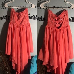 Pink-orange high low dress